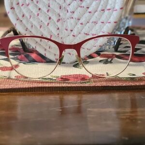 Kate Spade Red and Gold Glasses With Hard Case